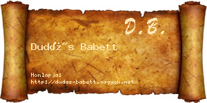 Dudás Babett névjegykártya