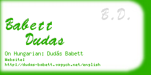 babett dudas business card