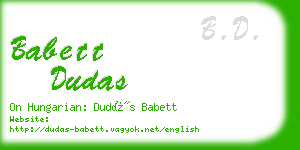 babett dudas business card